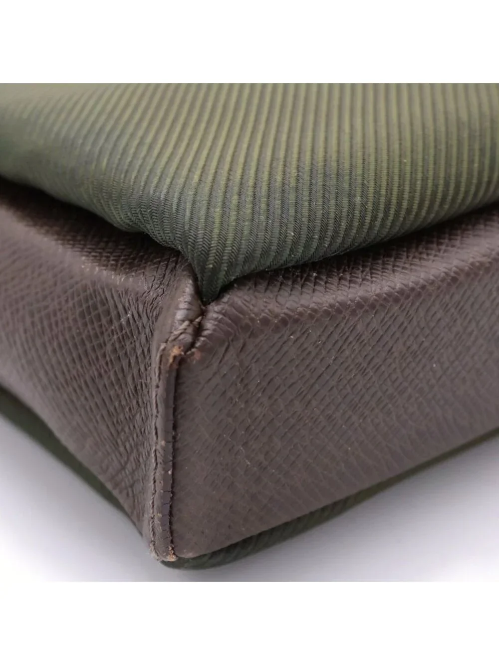 Louis Vuitton Sarah Tov GM Taiga Leather Canvas Shoulder Bag Brown Green